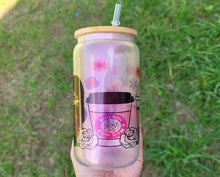 Load image into Gallery viewer, Selena Themed Beer Can Glass | Boho Coffee Glass 16 oz Glittery Libbey