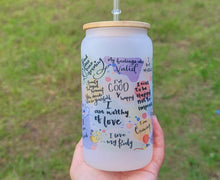 Load image into Gallery viewer, Self Love Beer Can Glass | Boho Affirmation Coffee Glass Libbey 16 oz