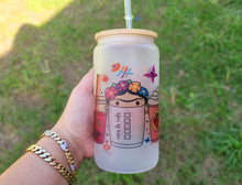 Load image into Gallery viewer, Frida Kahlo Cafecitos Glass Cup, 16oz Glass Can, 16oz Libbey Can