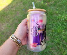Load image into Gallery viewer, Selena Themed Beer Can Glass | Boho Coffee Glass 16 oz Glittery Libbey