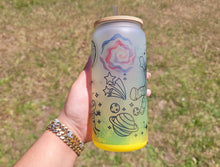 Load image into Gallery viewer, Space Astronaut and Alien Beer Can Glass | Boho Coffee Glass | Aesthetic Coffee Glass