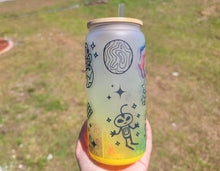 Load image into Gallery viewer, Space Astronaut and Alien Beer Can Glass | Boho Coffee Glass | Aesthetic Coffee Glass