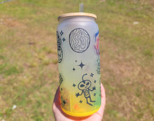 Load image into Gallery viewer, Space Astronaut and Alien Beer Can Glass | Boho Coffee Glass | Aesthetic Coffee Glass