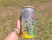 Load image into Gallery viewer, Space Astronaut and Alien Beer Can Glass | Boho Coffee Glass | Aesthetic Coffee Glass
