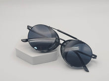 Load image into Gallery viewer, Steampunk Goggles Glasses Round Sunglasses Emo Retro All black