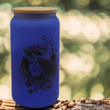 Load image into Gallery viewer, Owl Beer Can Glass | Boho Colorful Owl Coffee Glass | Aesthetic Coffee Glass | 16 oz