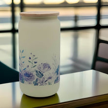Load image into Gallery viewer, Flowers Beer Can Glass | Boho Floral Coffee Glass 16 oz