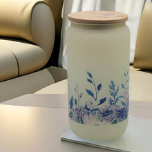 Load image into Gallery viewer, Flowers Beer Can Glass | Boho Floral Coffee Glass 16 oz