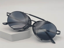 Load image into Gallery viewer, Steampunk Goggles Glasses Round Sunglasses Emo Retro All black
