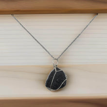 Load image into Gallery viewer, Natural Raw black tourmaline pendant necklace Wire wrapped