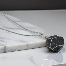 Load image into Gallery viewer, Natural Raw black tourmaline pendant necklace Wire wrapped