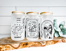 Load image into Gallery viewer, Aquarius Sign Zodiac Sign Glass Tumbler, 16oz Iced Coffee Cup, Birthday Gift for Her