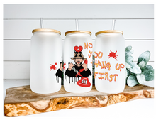 Load image into Gallery viewer, Conejo Malo Bad Bunny Halloween Themed Iced Coffee Cup Glass - Trendy Glass Jar