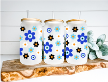 Load image into Gallery viewer, Evil Eye Beer Can Glass | Boho Coffee Glass | Aesthetic Coffee Glass | 16 OZ