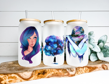 Load image into Gallery viewer, Space Cute & Trendy woman Beer Can Glass | Boho Coffee Glass | Aesthetic Art Lover