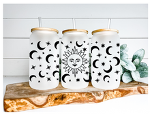 Load image into Gallery viewer, Sun & Moon Witchy Can Glass Witchy Gifts Sun | Boho Coffee Glass