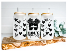 Load image into Gallery viewer, Love Yourself Beer can glass Cute Woman Coffee Cup | Boho Coffee