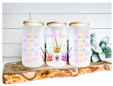 Load image into Gallery viewer, Milk Tea Stars | Boho Kawaii Coffee Glass | Aesthetic Coffee Glass | 16 oz