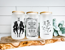 Load image into Gallery viewer, Gemini Sign Zodiac Sign Glass Tumbler, 16oz Iced Coffee Cup, Birthday Gift for Her