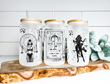 Load image into Gallery viewer, Libra Sign Zodiac Sign Glass Tumbler, 16oz Iced Coffee Cup, Birthday Gift for Her