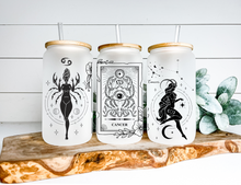 Load image into Gallery viewer, Cancer Sign Zodiac Sign Glass Tumbler, 16oz Iced Coffee Cup, Birthday Gift for Her