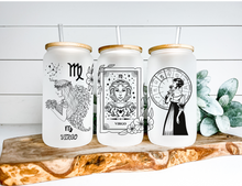 Load image into Gallery viewer, Virgo Sign Zodiac Sign Glass Tumbler, 16oz Iced Coffee Cup, Birthday Gift for Her