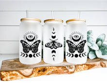 Load image into Gallery viewer, Luna Moth Beer Can Glass Witchy Gifts Crystal Moth | Boho Coffee Glass