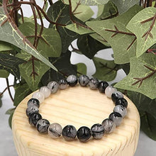 Load image into Gallery viewer, Tourmalinated Quartz Bracelet  8mm Energy Shielding Spiritual Stone