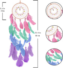 Load image into Gallery viewer, Native American Navajo Made 5.1 Inch Dreamcatcher Beautiful Colors Pink Blue & Purple Handmade