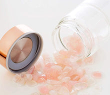 Load image into Gallery viewer, Crystal Glass Gem Water Bottle with Tea Infuser Wellness Glass Stainless Steel