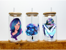 Load image into Gallery viewer, Space Cute & Trendy woman Beer Can Glass | Boho Coffee Glass | Aesthetic Art Lover
