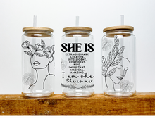 Load image into Gallery viewer, Daily Affirmations Beer Can glass | Boho Coffee Glass | Aesthetic Coffee