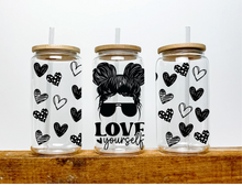 Load image into Gallery viewer, Love Yourself Beer can glass Cute Woman Coffee Cup | Boho Coffee
