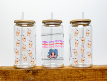 Load image into Gallery viewer, Coffee Is my Therapy | Boho Kawaii Coffee Glass | Aesthetic Coffee Glass