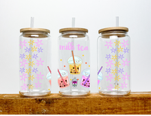 Load image into Gallery viewer, Milk Tea Stars | Boho Kawaii Coffee Glass | Aesthetic Coffee Glass | 16 oz