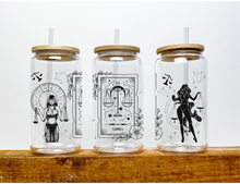 Load image into Gallery viewer, Libra Sign Zodiac Sign Glass Tumbler, 16oz Iced Coffee Cup, Birthday Gift for Her