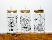 Load image into Gallery viewer, Taurus Sign Zodiac Sign Glass Tumbler, 16oz Iced Coffee Cup, Birthday Gift for Her