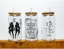 Load image into Gallery viewer, Gemini Sign Zodiac Sign Glass Tumbler, 16oz Iced Coffee Cup, Birthday Gift for Her