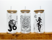 Load image into Gallery viewer, Leo Sign Zodiac Sign Glass Tumbler, 16oz Iced Coffee Cup, Birthday Gift for Her