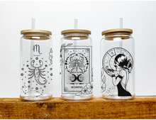 Load image into Gallery viewer, Scorpio  Sign Zodiac Sign Glass Tumbler, 16oz Iced Coffee Cup, Birthday Gift for Her