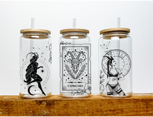 Load image into Gallery viewer, Capricorn Sign Zodiac Sign Glass Tumbler, 16oz Iced Coffee Cup, Birthday Gift for Her