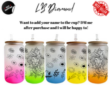 Load image into Gallery viewer, Leon & Flowers Beer Can Glass | Boho Leon Coffee Glass | Aesthetic Coffee Glass | 16 oz