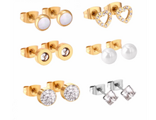 Load image into Gallery viewer, Surgical steel stud earrings set | tarnish free earrings Hypoallergenic earrings
