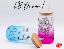 Load image into Gallery viewer, Leon & Flowers Beer Can Glass | Boho Leon Coffee Glass | Aesthetic Coffee Glass | 16 oz