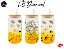 Load image into Gallery viewer, Leon & Flowers Beer Can Glass | Boho Leon Coffee Glass | Aesthetic Coffee Glass | 16 oz