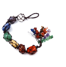 Load image into Gallery viewer, Crystal Tassel | 7 Chakra Hanger | Rose Quartz Self Love crystal hanger Big Stones