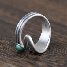 Load image into Gallery viewer, Malachite Stainless steel Resizable ring Perfect Gift For her Peacock Feather Ring