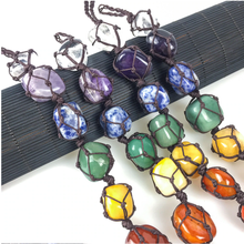 Load image into Gallery viewer, Crystal Tassel | 7 Chakra Hanger | Rose Quartz Self Love crystal hanger Big Stones