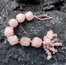 Load image into Gallery viewer, Crystal Tassel | 7 Chakra Hanger | Rose Quartz Self Love crystal hanger Big Stones