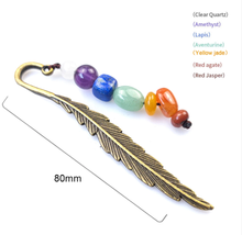Load image into Gallery viewer, 7 Seven Chakra Bookmark, Leaf Bookmark, Metal Bookmark, Yoga Bookmark